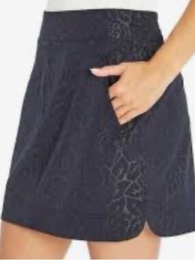 Orvis Travel Skort XL Black Floral Athletic Stretch Zip Pocket NWT